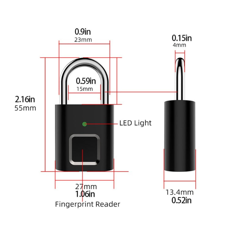 Anti-theft USB Rechargeable Fingerprint Lock - AllShopCart