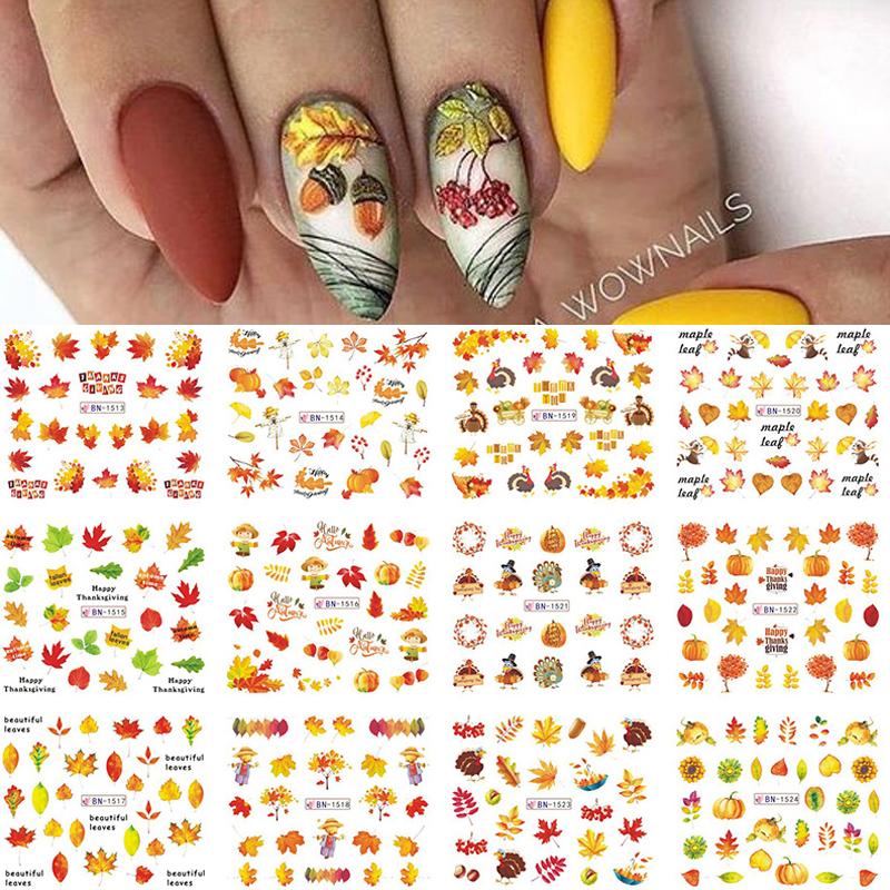 Sunflower Maple leaf Nail Stickers - AllShopCart