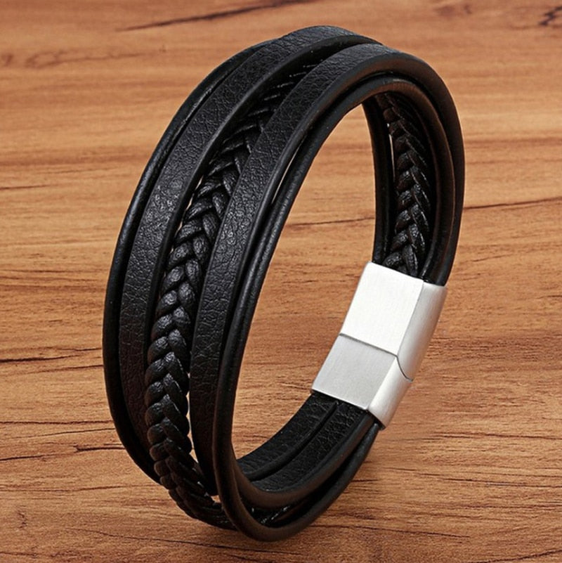 Multilayer Braided Leather Wrap Bracelet - AllShopCart