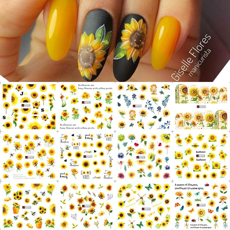 Sunflower Maple leaf Nail Stickers - AllShopCart