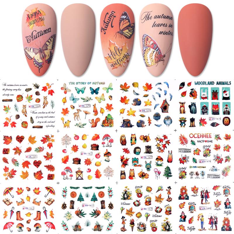 Sunflower Maple leaf Nail Stickers - AllShopCart