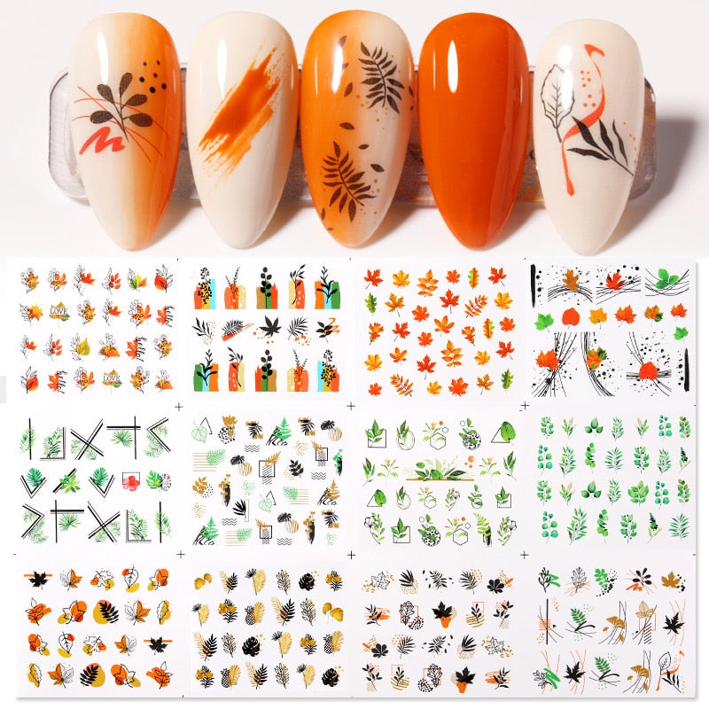 Sunflower Maple leaf Nail Stickers - AllShopCart