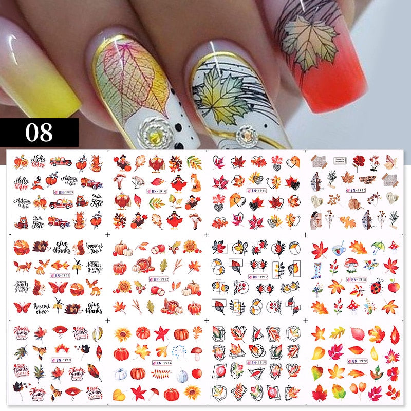 Sunflower Maple leaf Nail Stickers - AllShopCart