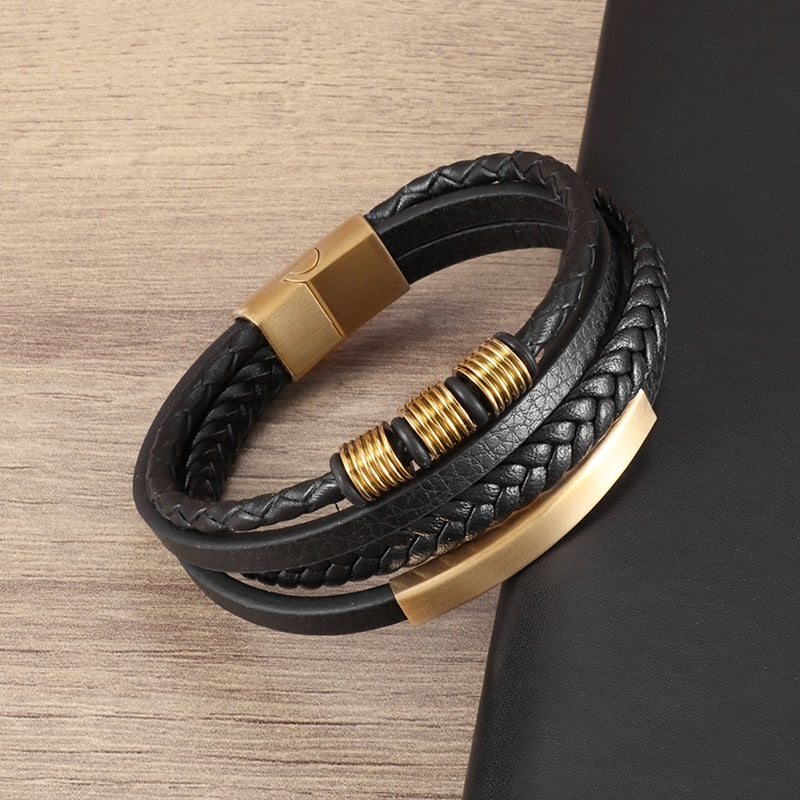 Multilayer Braided Leather Wrap Bracelet - AllShopCart