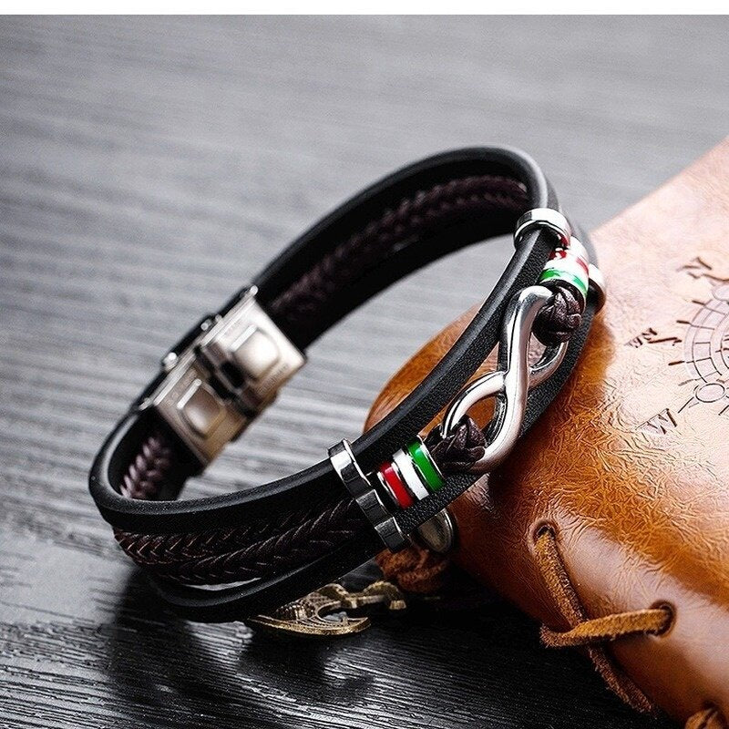 Multilayer Braided Leather Wrap Bracelet - AllShopCart