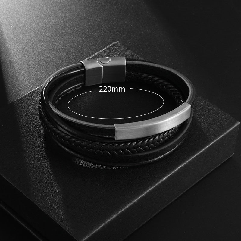 Multilayer Braided Leather Wrap Bracelet - AllShopCart