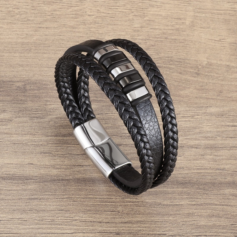 Multilayer Braided Leather Wrap Bracelet - AllShopCart