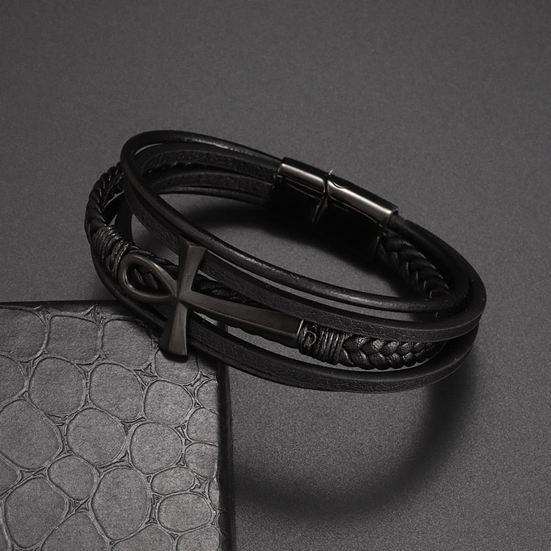 Multilayer Braided Leather Wrap Bracelet - AllShopCart