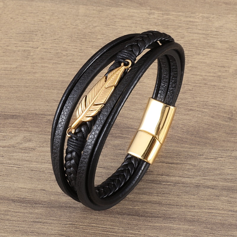 Multilayer Braided Leather Wrap Bracelet - AllShopCart