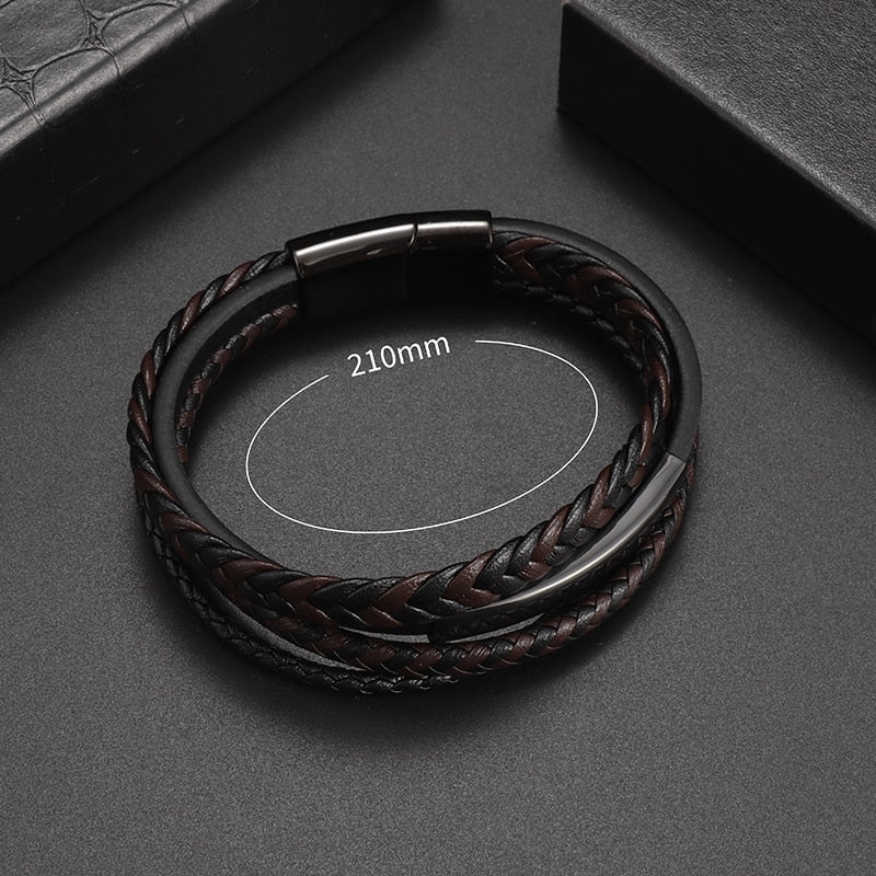 Multilayer Braided Leather Wrap Bracelet - AllShopCart