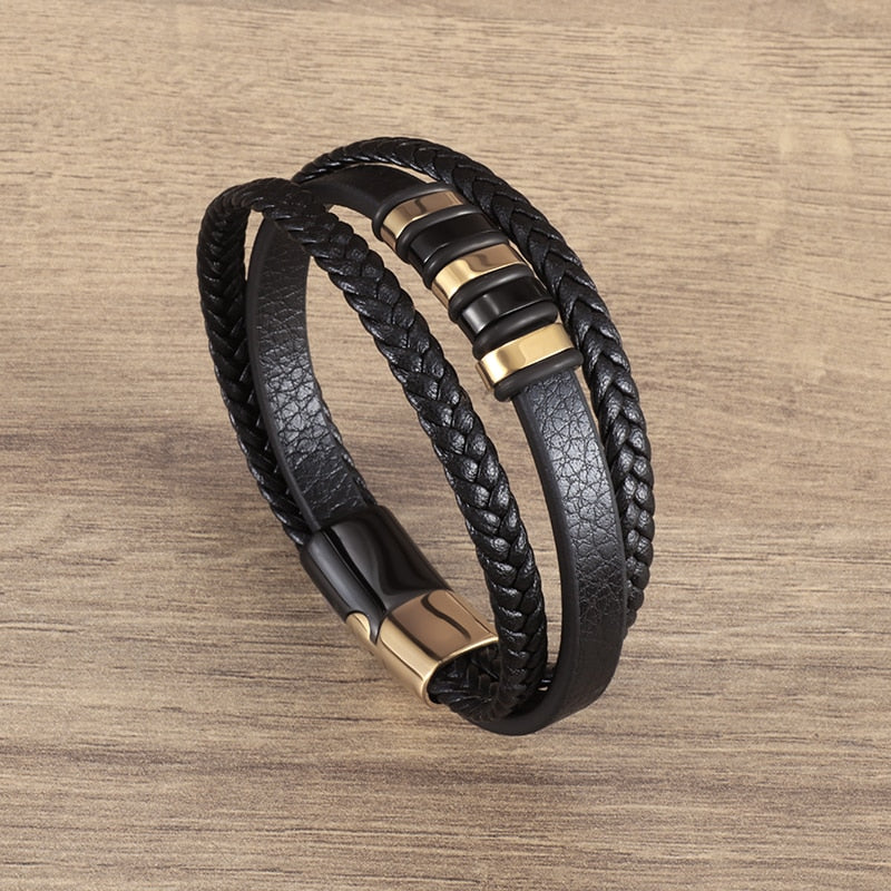 Multilayer Braided Leather Wrap Bracelet - AllShopCart