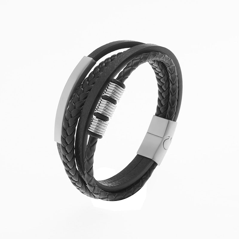 Multilayer Braided Leather Wrap Bracelet - AllShopCart