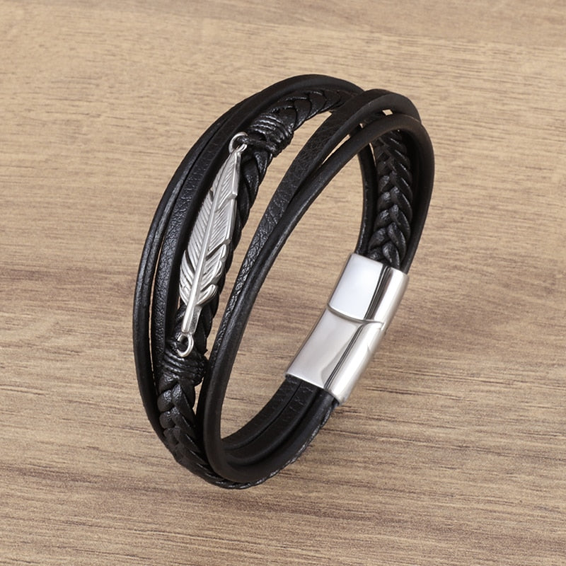 Multilayer Braided Leather Wrap Bracelet - AllShopCart