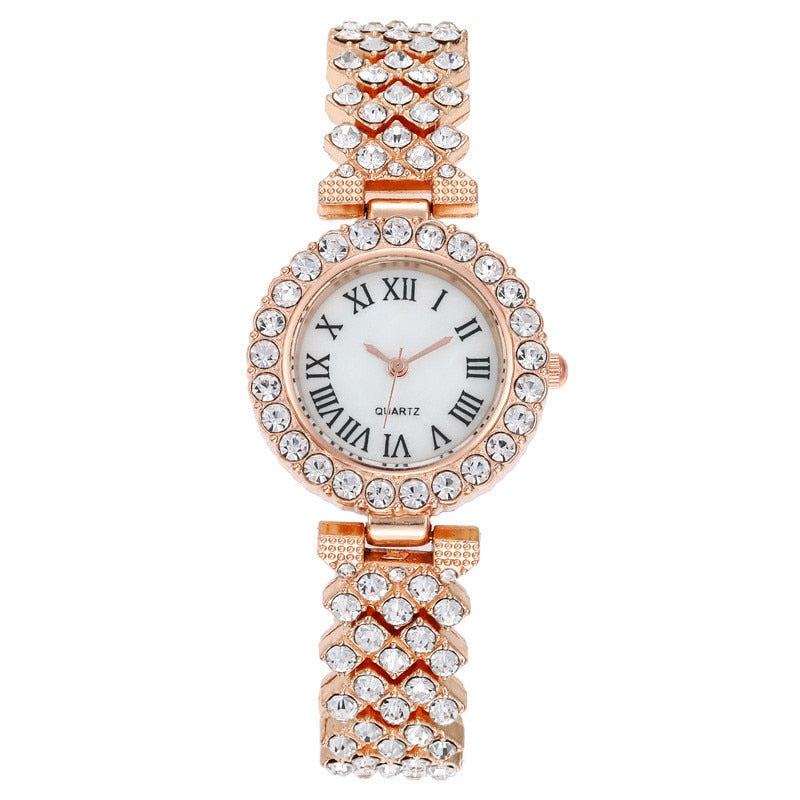 Luxury Watch Bracelet Set Diamond Steel Band For Women - AllShopCart