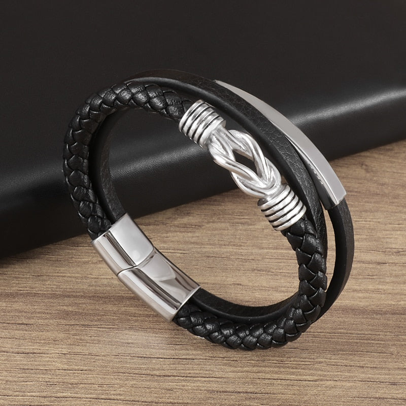 Multilayer Braided Leather Wrap Bracelet - AllShopCart