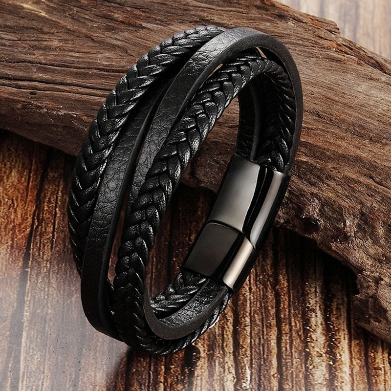 Multilayer Braided Leather Wrap Bracelet - AllShopCart