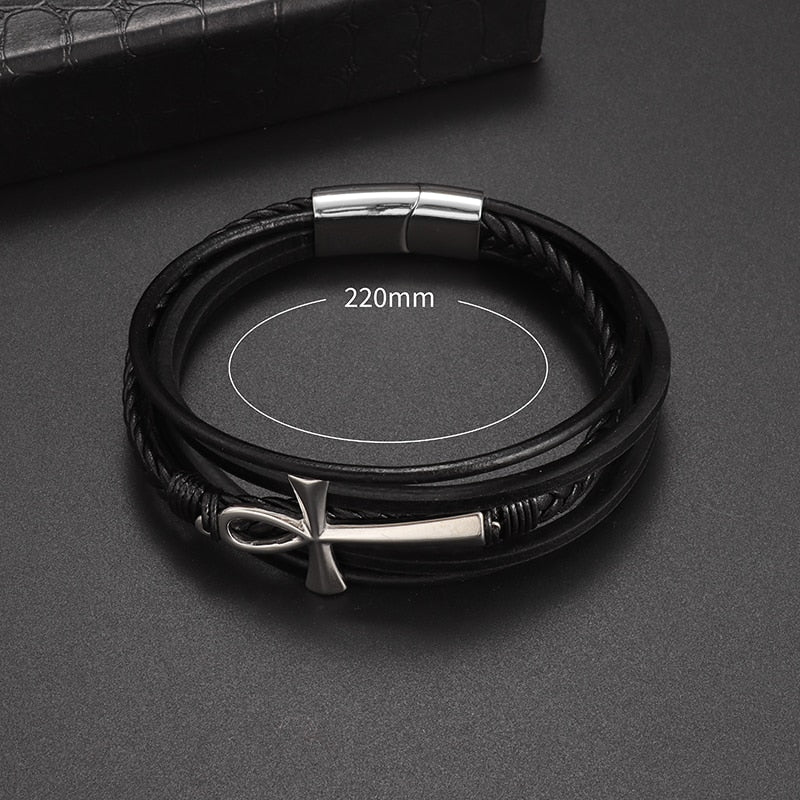 Multilayer Braided Leather Wrap Bracelet - AllShopCart