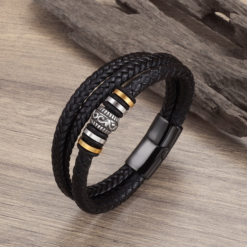 Multilayer Braided Leather Wrap Bracelet - AllShopCart