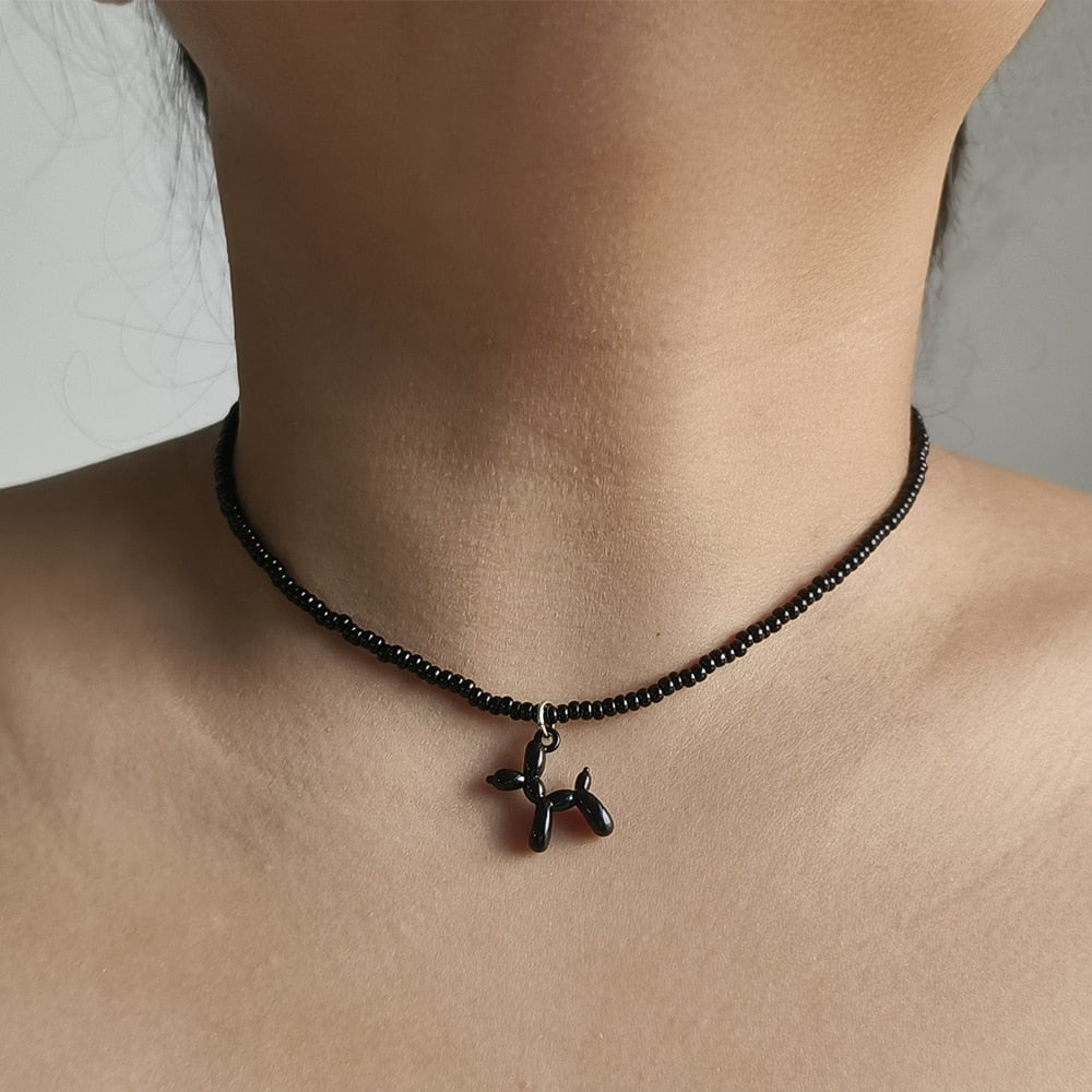 Colourful Enamel Puppy Dog Pendant boho Necklace - AllShopCart