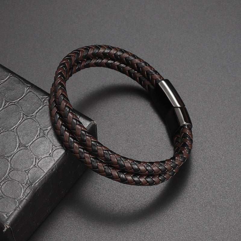 Multilayer Braided Leather Wrap Bracelet - AllShopCart