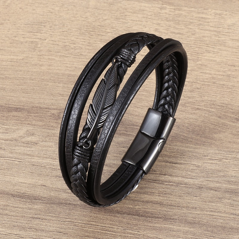 Multilayer Braided Leather Wrap Bracelet - AllShopCart